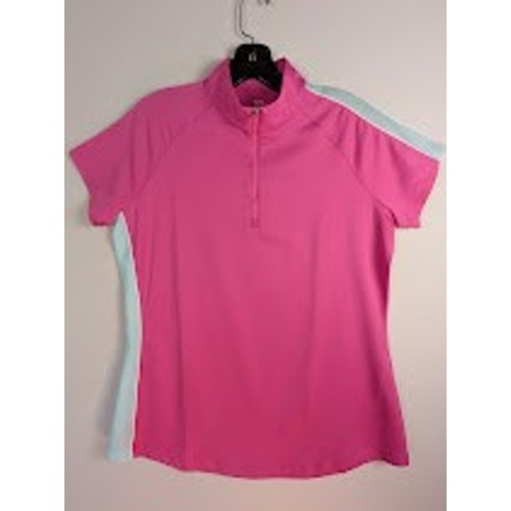 EP New York Quarter Zip Golf Top Womens M Hot Pink Short Sleeve NWOT